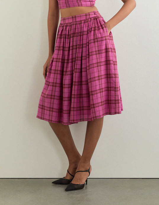 LIA SKIRT IN Pink Checks